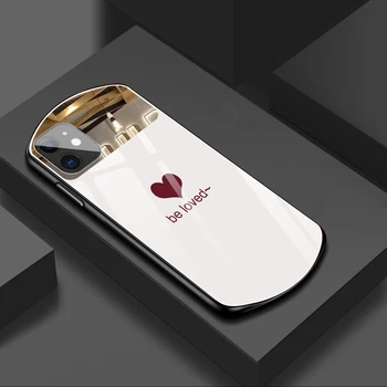Luksus Sød Oval, Hjerte-formet Hærdet Glas Phone Case For iPhone 12 11 Pro Max antal XSmax XR-X SE 8 7 6 Plus Spejl Silikone Cover