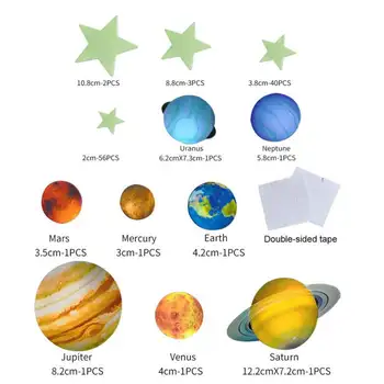 Boxed Lysende Planet Kort 100 Lysende Stjerner, Planeter Lysende Wall Stickers Lysende Loft Decals Dekoration Til Børneværelset