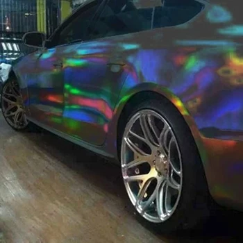 20 x 45cm Laser bil wrap film holografiske Rainbow Mærkat Bil styling filmen black, silver chrome vinyl prøve