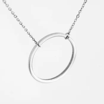 Risul stainlesssteel annulus Sølv Tone circle halskæde kvindelige runde minimalistisk chokers hverdagen delikat Rolo kæde halskæder