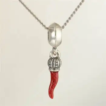 Nye Corno Held og lykke Sølv Dingle vedhæng Med Rød Emalje Dingle perler 925 Sterling Sølv Passer Originale Mærke Armbånd
