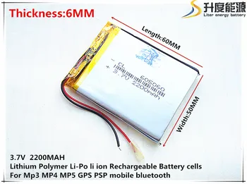 Størrelsen 605060 3,7 V Lithium-polymer 2200mah Batteri Med Beskyttelse af yrelsen For MP5 GPS Tablet PC Digitale Produkter er Gratis Forsendelse
