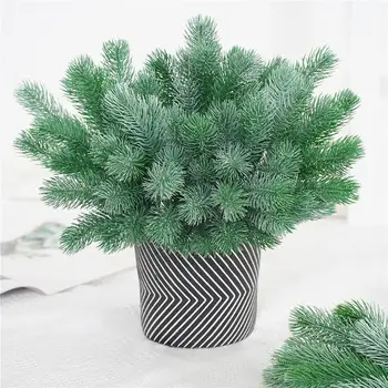 Kunstige Fyr Gren 6-Filial Plast Lille Fyr Vælge Pine Stammer Pine Needle Græs til Home Wedding Party Dekoration