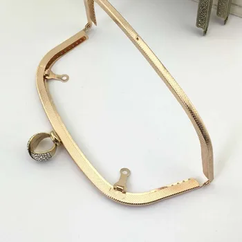 2stk antik messing Golden buede Kys Lås 20,5 CM Skinnende Diamant Ring dekorere Metal pung ramme DIY håndlavet Mønt Pung taske