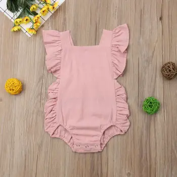 Nyfødte Baby Pige Sommer Heldragt, Ærmeløs Ruffle Bomuld Buksedragt Tøj Sunsuit Sommer Søde Baby Pige Tøj