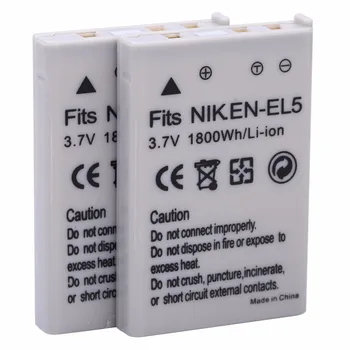 Nye ankomst 2stk 3,7 v 1800mAh kamera batteri EN-EL5 DA EL5 ENEL5 For NIKON Coolpix 3700 4200 P5000 5200 5900 7900 P3 P4 S10