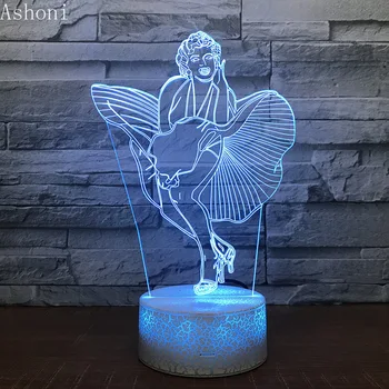 Marilyn Monroe 3D LED Nat Lys 7 Farver Skiftende Bruser bordlampe Soveværelse Belysning Fastholdelsesanordningen Home Decor Julegaver