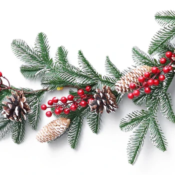 Kunstige Jule Rattan Berry Blomst DIY Garland Krans Grønne Træ Ornament Hjem Hænge Pynt til Fest Xmas Udsmykning Hot