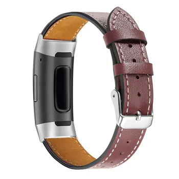 Ægte Læder Solid farve Rem For Fitbit Afgift 3 Watch Band Justerbar Erstatning For Fitbit Oplade 4 Brand Armbånd