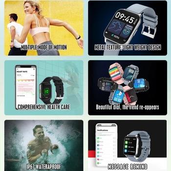 1.69 Tommer Smartwatch Vwar V36 Mænd Full Touch Multi-Sport-Mode 2021 Smart Ur smule Kvinder pulsmåler passer Til iOS Android