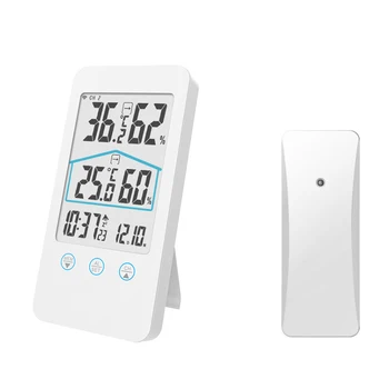 Touch Skærmen Vejr Station Udendørs Prognose Sensor Baggrundslys Termometer Hygrometer Trådløs vejrstation med Digital LCD