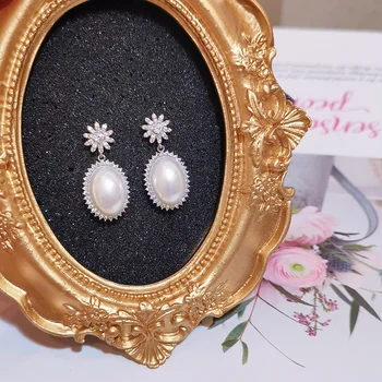 Nye Luksus Simuleret Perle Øreringe Til Kvinder Skinnende Zirconia Krystal Dråbe Earrrings Mode Elegant Bryllupsfest Smykker Gaver