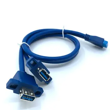 2 x USB3.0 Dual-Port USB 3.0 Kvindelige Skrue Mount Panel Type Bundkort 20Pin Kabel PC-Sag kabler 20 pin-30cm 50cm 80cm