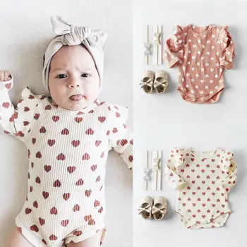 PUDCOCO Søde Nyfødte Spædbarn Baby Pige Tøj Flæsekanter Lange Ærmer Romper Buksedragt Outfit 0-18M