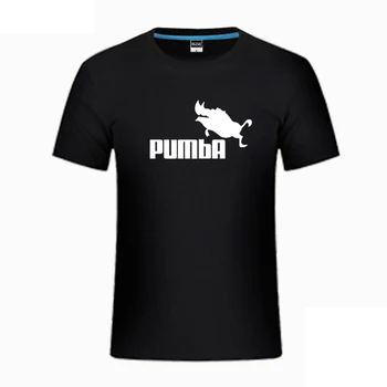 En sommer mænds sort casual stil O-hals kortærmet T-shirt med fashionable PUMbA mønster, også egnet til piger