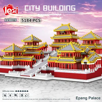 5184P World Architecture De Store Qin Empire Epang Palace 3D-Model DIY Mini Diamant Blokke murstensbygning Legetøj til Børn Gave