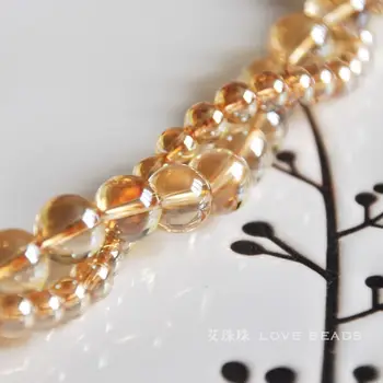 Naturlige gyldne aqua aura kvarts 4-12mm runde løse perler smykker at gøre DIY for kvinder