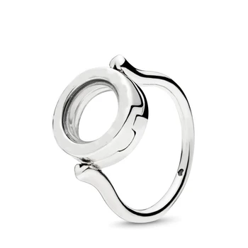 Mode Klassiske S925 Dråbeformet Silhuet, Sammenslyngede Kredse Logo & Sparkle Ring, Medaljoner Logo, Mousserende Hjerte Ring