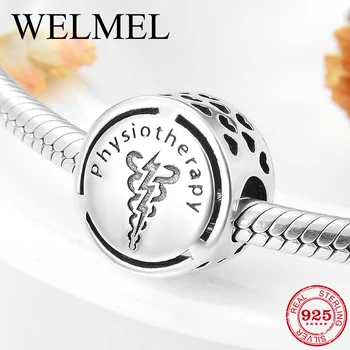 Ægte 925 Sterling Sølv Symbol på karriere Fysioterapi Charm Perler Passer Oprindelige Europæiske Armbånd Sølv 925 smykkefremstilling