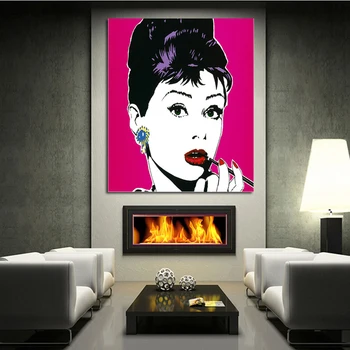 Gratis levering af Høj Kvalitet, væg kunst er Håndmalet med Audrey Hepburn Pop Art Væg Kunst, oliemaleri På Lærred mordern portræt kunst