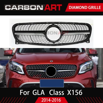 GLA X156 Diamant gitter Bil Foran Grill Diamant Gitter for MB GLA klasse X156 Sølv Krom sort Design, ABS