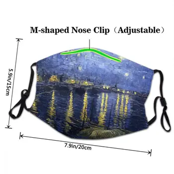 Van Gogh Stjerneklar Nat Vaskbar Voksen Ansigt Maske Over Rhone Anti Støv Maske Beskyttelse Cover Respirator Munden Dæmpe