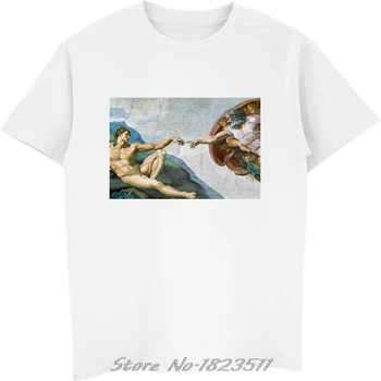 Nye Michelangelo Cappella Sistina T-Shirt Mænd Harajuku Ulzzang Tumblr T-shirt Mode Vintage Tshirt Mandlige ' s Casual t-Shirts Toppe