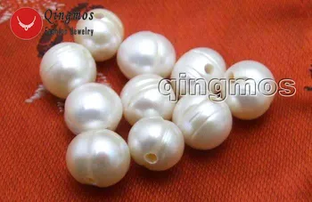 Qingmos Engros-10 Stykker 10-11mm Sorte Ris eller Drop Naturlige 2mm Hul Perle Perler til smykkefremstilling Halskæde Vedhæng-los643