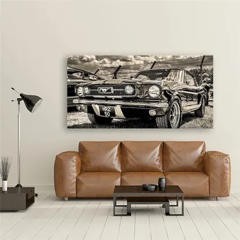 Modulære Print Kunst Klassiske Sport Bil Plakater Home Decor Væg Kunst, 1 Stykker Billeder 1965 Ford Mustang Lærred Malerier