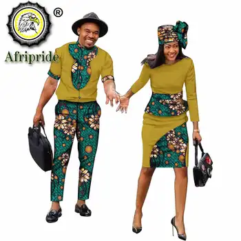 Afrikanske Par Tøj Kvinder Kjoler eller Mænd Tøj Sæt Dashiki Shirts Ankara Pants Party Bryllup, Casual Wear S19C003