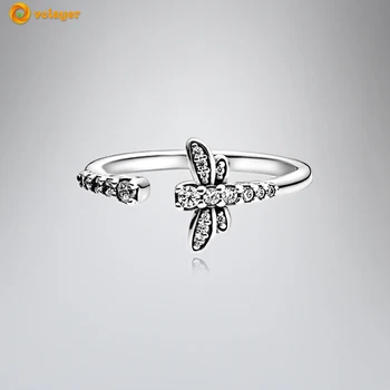 Volayer 925 Sterling Sølv Ring Forankret Åbne Dragonfly Ring Oprindelige 925 Sølv Kvinder Ringe Engagement Ring Kvinder Smykkefremstilling