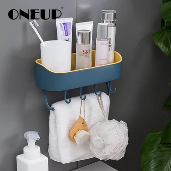 ONEUP Badeværelse Stativer Hånd Sanitizer Shampoo Hylde Toiletartikler Forsyninger Kurv Køkken Spice Box Tøj Storage Rack Hængende