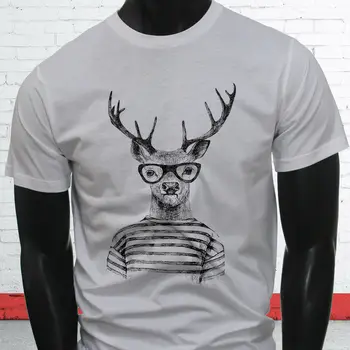 Hipster Hjorte, Rensdyr Fine Dyr Herre Hvid T-Shirt