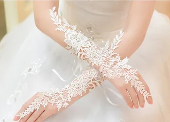 2020 Nye Ankomst Sexet Hvide Blonder Brude Fingerløse Handsker Phoenix mønster Albue Længde Længe Kvinde Handsker Til bryllupsfest