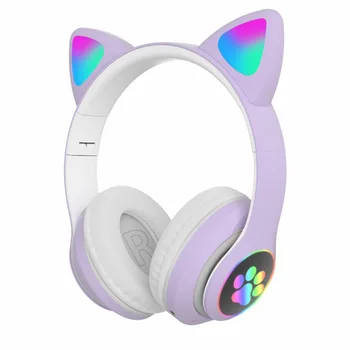 Headset bluetooth hovedtelefoner auriculares popsocket hovedtelefoner trådløse fone de ouvido shine Pc veninder søde kat LED 5.0 STN-28