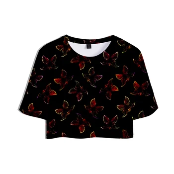 Fremmede Ting 3D Printet Kvinder Afgrøde, Toppe, Mode Sommer kortærmet T-shirt 2019 Hot Salg Casual Streetwear pige T-shirt