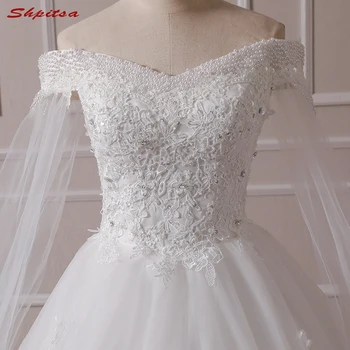 Lace Wedding Dress 2020 Bolden Kjole Tyl Off Skulder Prinsesse Kvinder Plus Size Brudekjoler Lugning Weding Brude Kjoler Til Brudens