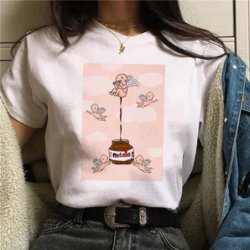 Kvinder 90'erne Harajuku Ullzang Mode Sommeren Nutella Kawaii Print T-Shirt Grafisk Søde Tegneserie Tshirt koreansk Stil Top Tees Kvindelige