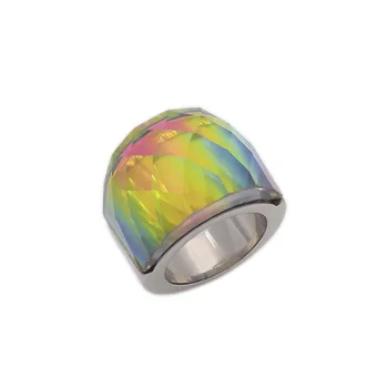 JSBAO Nye Mode Kvinder Luksus Mærke Farverige Glas-Smykker Ring 316L Rustfrit Stål med Store Farverige Glas Ring For Kvinder Smykker