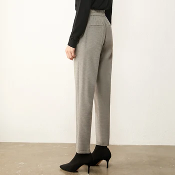 AMII Minimalisme Efteråret Vintage Kvinders Bukser, Mode i Høj Wasit Plaid Lige Download-længde Kvindelige Bukser 12070441