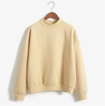 Solidt Plus Velvet Oversized Sweatshirt Kvinder Dropshipping 2020 Nyankomne Efterår Og Vinter Plus Size Dame Sweatshirts Og Pullover