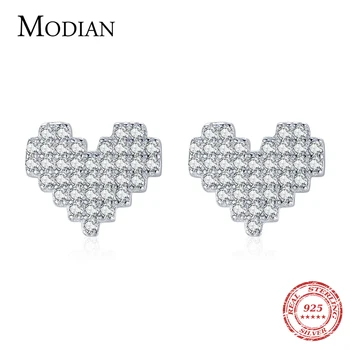 Modian 32 Style 925 Sterling Sølv Mode Hjerter Klare CZ Turkis Stud Øreringe Til Kvinder Simpel Bryllup Fine Smykker