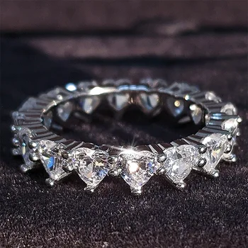 ZAKOL Stor Sølvfarvet Hjerte Cubic Zirconia Finger Ring for Kvinder Mode CZ Sten Bryllup Engagement Smykker 2020 Ny