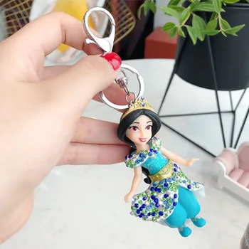 Disney princess Tegnefilm dukke Tilbehør Vedhæng nøglering pige gave diamant havfrue nøglering bilen kvinder taske nøgle vedhæng