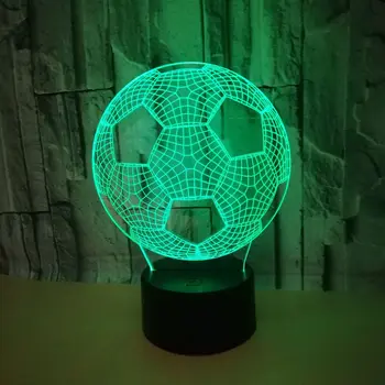 Kreativ Fodbold 3d-bordlampe Sengen Dekoration Romantiske Gaver, Farverig Touch Fjernbetjening Bord Lamper Til stuen