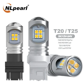 NLpearl 2X Signal Lampe T20 7440 W21w Wy21w Led Canbus 3030SMD T20 Led P21/5w 3156 3157 P27W Bil Backup Vende Lights12V-24V