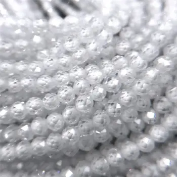 2 mm 3 mm 4 mm Facetslebne Hvide Zircon Perler Naturlige Runde Zircon Løs DIY Håndlavet Perler til smykkefremstilling Accessries Forsyninger