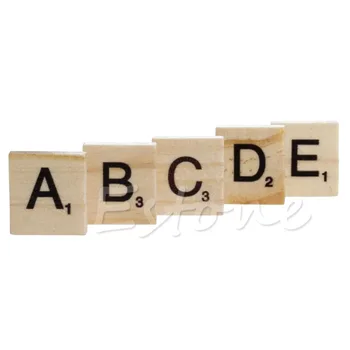 100 Træ-Alfabet Scrabble Fliser Sorte Bogstaver Tal For Håndværk Træ