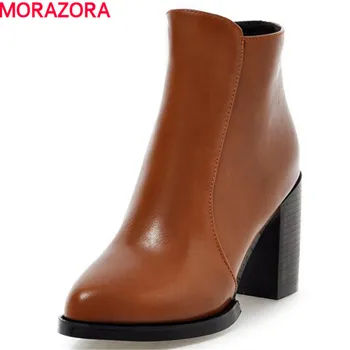MORAZORA Stor størrelse 34-43 ankel støvler indgået fashion kvinder sko høje hæle støvler pu arbejde office lady ridder stil