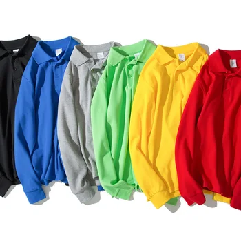 Bomuld af Høj Kvalitet Mænds Polo Mærke Afslappet langærmet Shirts ensfarvet Polo Foråret Efteråret Toppe Størrelse S-3XL;YA286